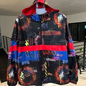 Screenshot Brand Multi-Print/Color Windbreaker 3/4 zip up, front pockets, size L